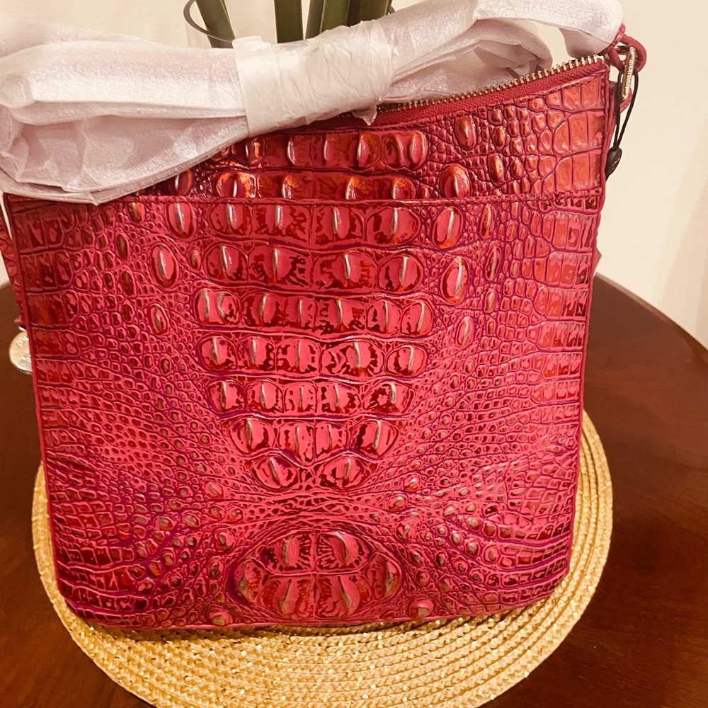 Brahmin Red Dragon Croc Embossed Women's Crossbody Bag